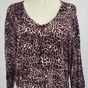 Roz & Ali Sweater size 2X Animal Print V-Neck